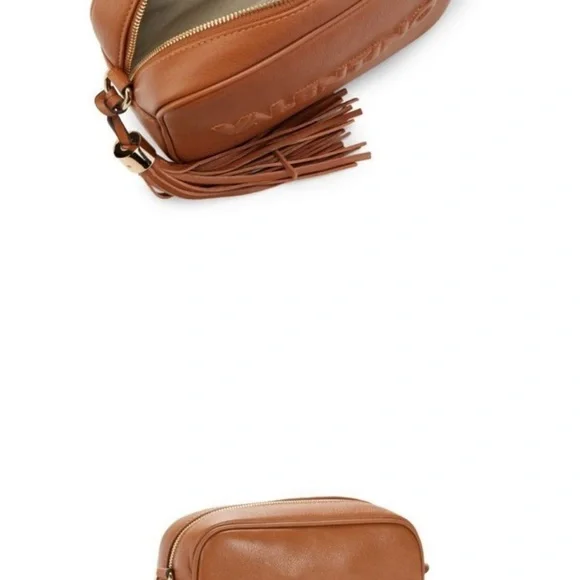 VALENTINO BY MARIO VALENTINO Mia Embossed Leather Shoulder Bag Crossbody Caramel - Picture 6 of 6